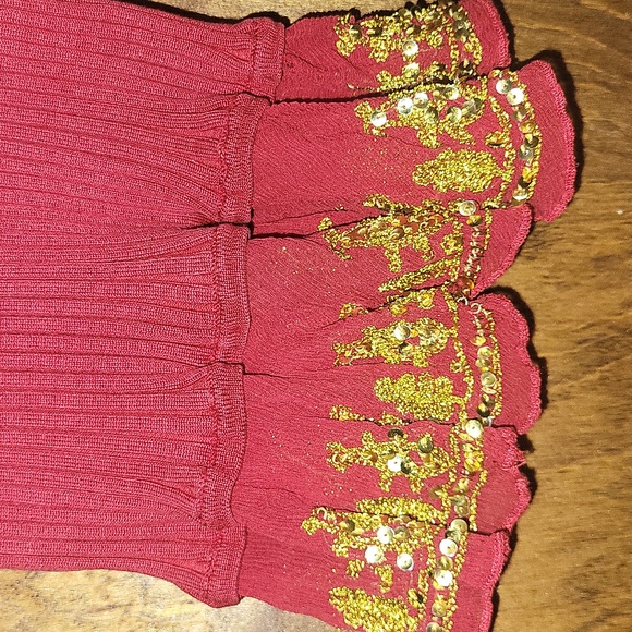 Silk Blend Ribbed Top w/ gold accents S - Picture 6 of 8